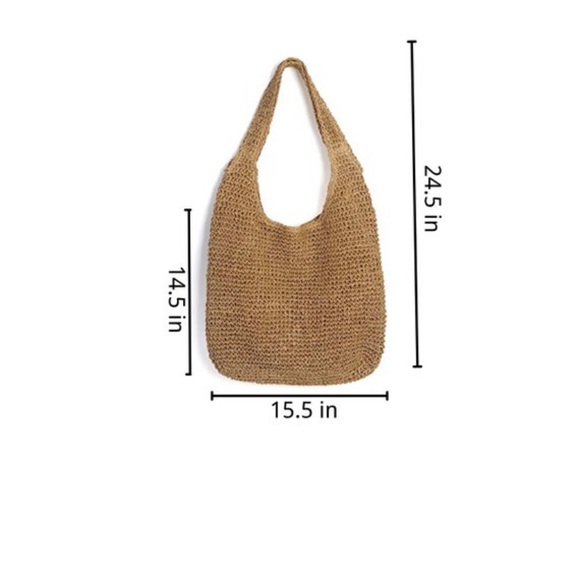 Handwoven Soft Straw Shoulder Bag Summer Beach Tote - Picture 4 of 4